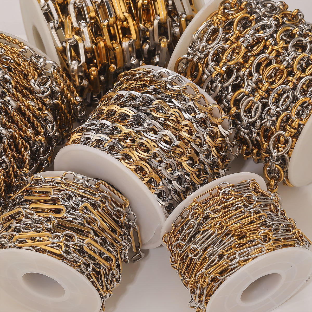 18K Gold Plated Plating Material 1m 304 Stainless Steel 18K Gold Plated Chain Hip-Hop Geometric