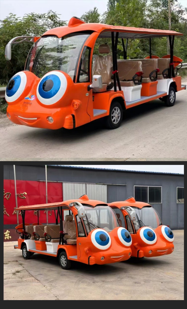 11-14 Seat Electric Sightseeing Car for Amusement Parks, Hotels, School Shuttles, Tourist Attractions, and Scenic Spots