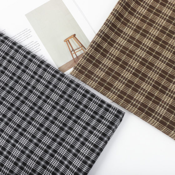 In-Stock 21S Yarn-Dyed Polyester-Cotton Brushed Plaid Fabric 150g Shirt Dress Suit Children's Clothing Flannel Fabric