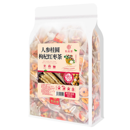 Qiaoyuntang Ginseng, Longan, Wolfberry and Red Date Tea 300g/bag Volume Pack Whole Ginseng, Longan, Wolfberry and Red Date Tea Bag