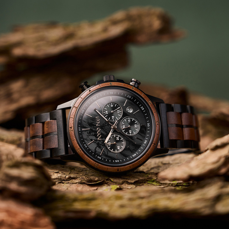 Dodo Deer Original Walnut Wood Watch Men's Waterproof Quartz Watch with Engraving Gift Wooden Watch