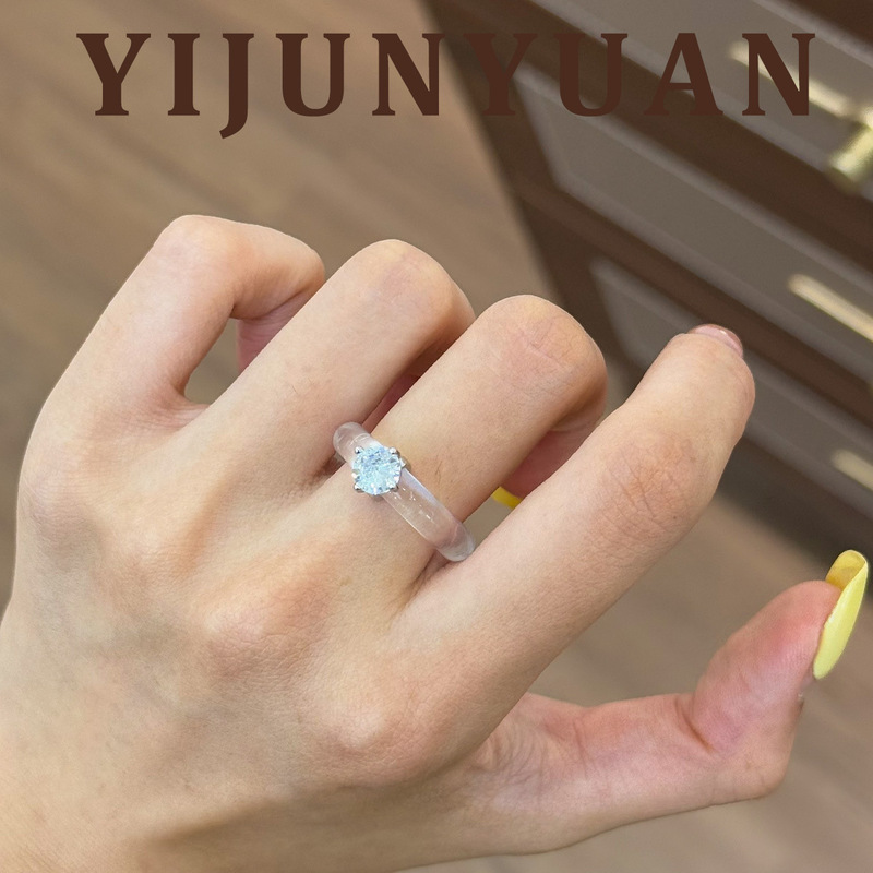 新款简约时尚复古精致素圈锆石戒指女轻奢小众高级感百搭戒子指环|undefined