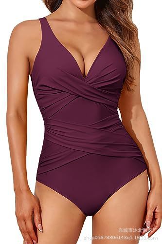 2024 Amazon nuevo trajes de baño de mujer europeos y estadounidenses unidos delgados trajes de baño unidos retro plegado retro