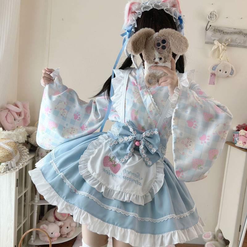 ロリータドレス かわいい和風メイドドレス 春服|undefined