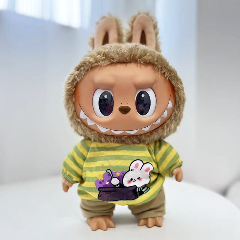 줄무늬 토끼 셔츠 + 갈색 바지