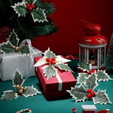 跨境直供装饰花束圣诞插枝 红果三角叶枝哈利叶DIY迷你圣诞装E18