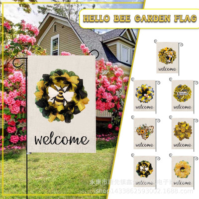 Welcome 迎宾花园标志春季向日葵花园旗garden flag旗帜布