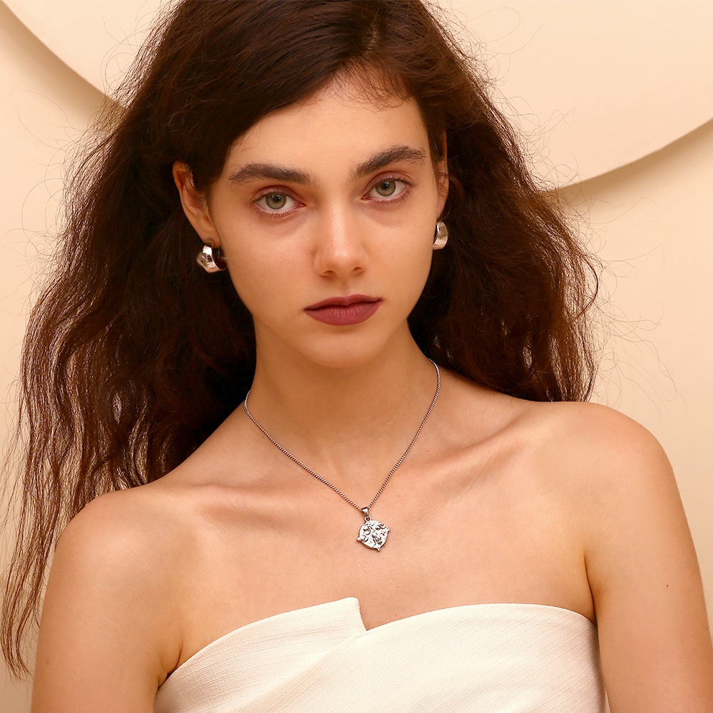 Zircon Inlaid Tarot Stainless Steel Pendant Necklace