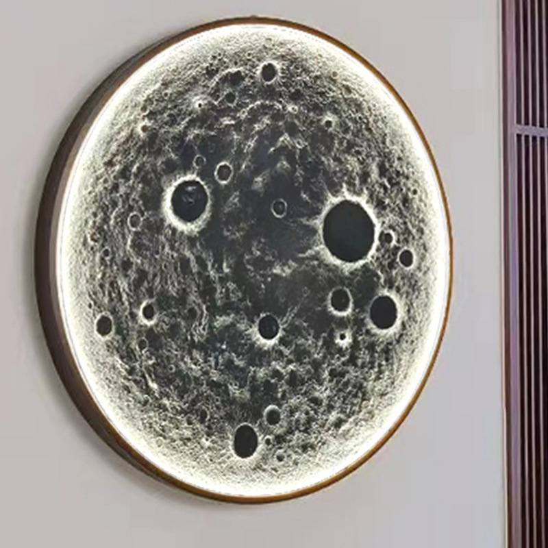 Luna bar 3D atmósfera de campamento rojo restaurante estereoscópio mural de fondo vivienda decoración red de lámpara de pared relieve