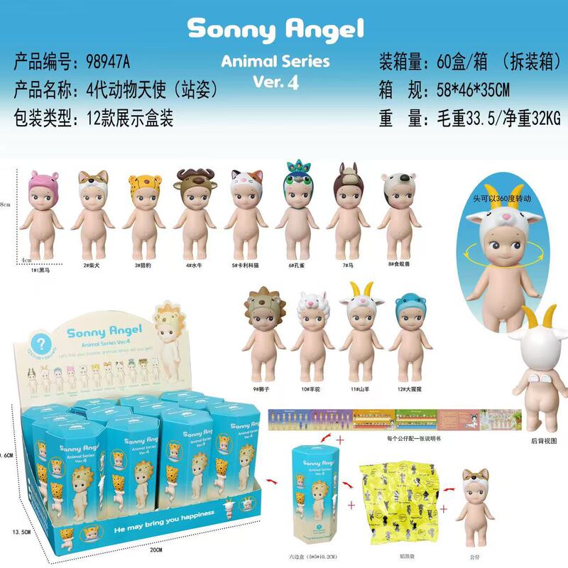 趴趴天使托腮跨境潮玩盲盒丘比特河马拉布布动漫手办摆件手机装饰|undefined