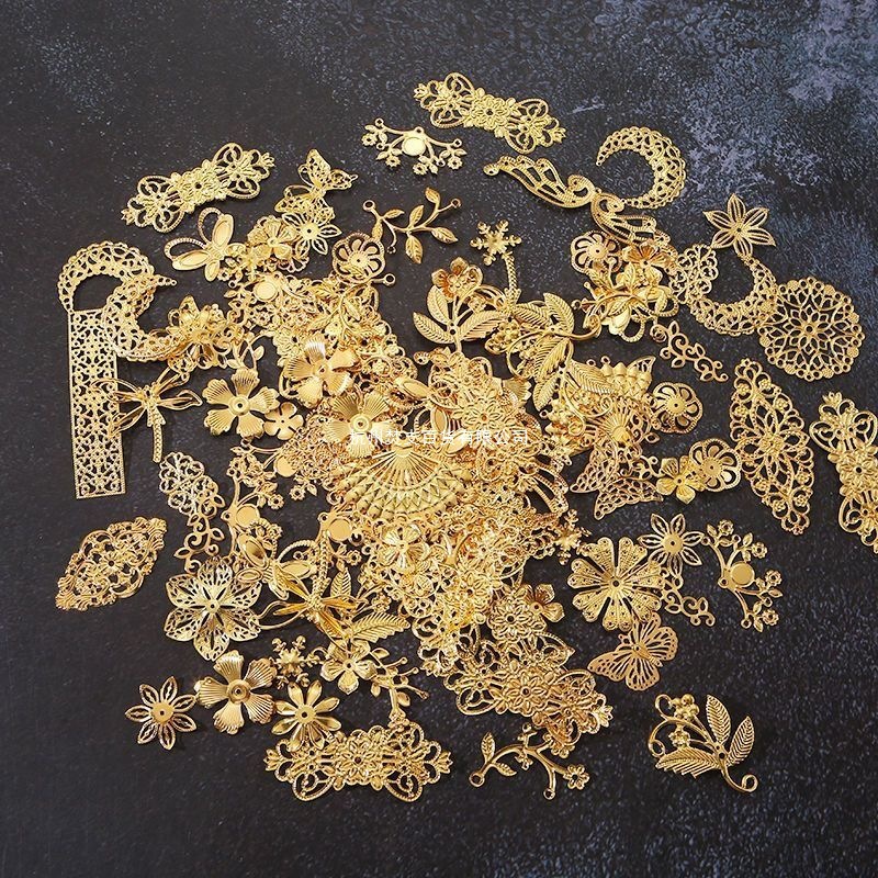 diy手工制作混款金属包古风发饰汉服配件材料和风金花片古装头饰