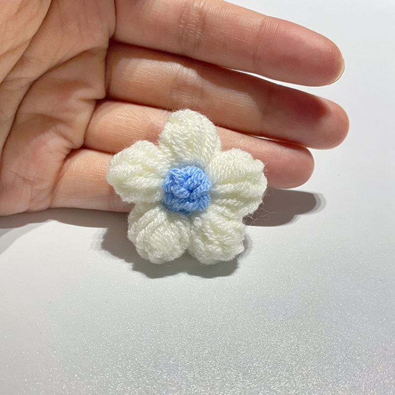现货手工钩织泡芙花毛线花朵服装辅料饰品胸花包包仿真花花束配件|undefined