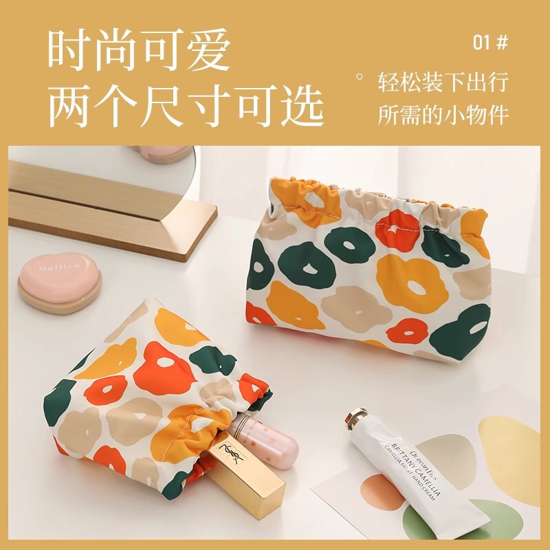 Printed Shrapnel Storage Bag That Opens with a Squeeze and Closes Automatically, Lipstick Key Coin Purse, Mini Portable Makeup Bag