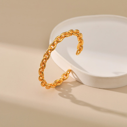 French O-chain bold chain unisex open-hand bracelet personalized retro Hong Kong style minimalist simple circle bracelet