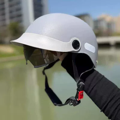 Motosiklet kaskı (dəbilqə) | sun protection, all-season safety children's helmet - modern-gray-high-definition-protective-visor-sun-protection-brim-3c-certified-retro-trendy