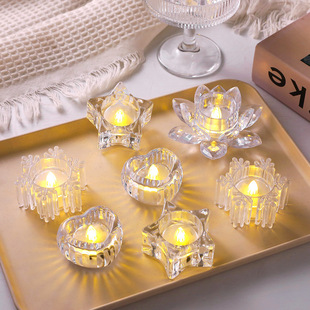 Led Heart Candle Light Artificial Digital Candle Five-Pointed Star Candle Snowflake Candle Holiday Home Decoration