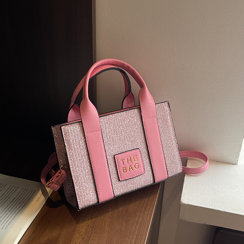 Cross-Border New Cross-Border Women's Bags, Popular Simple Sequin Bags, Tote Bags, Shoulder Crossbody Bags, Handheld Small Square Bags