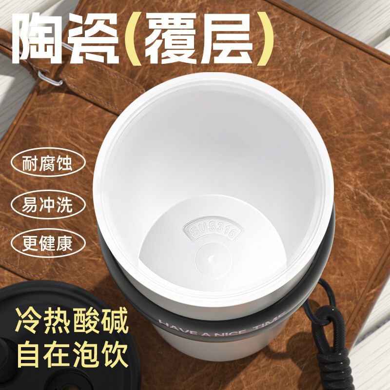 316吸管保温杯大容量水杯女生高颜值创意车载随行杯陶瓷咖啡杯子|undefined
