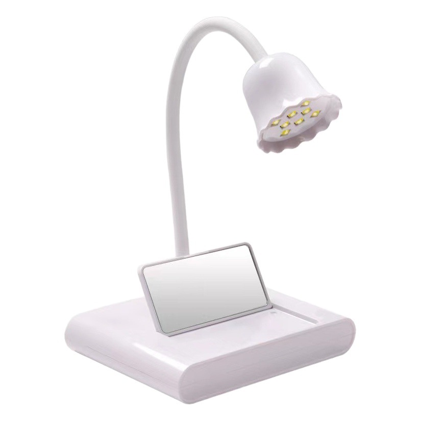 Diamante que forma la lámpara para hornear lámpara de fototerapia tipo de almacenamiento de energía Nuevo escritorio fototerapia Lotus lámpara de uñas con espejo palo de uñas