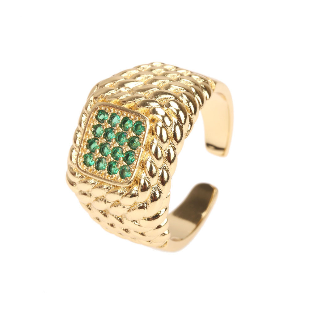 Fashion Elegant Emerald Zircon Geometric
copper Knuckle Ring Wholesale display picture 4