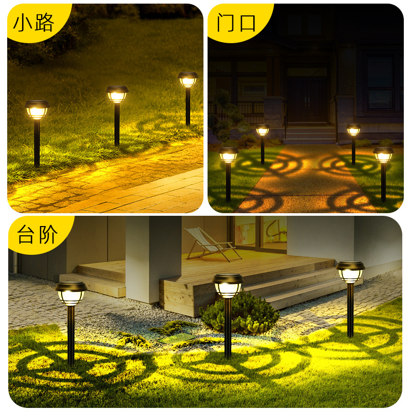 亞馬遜新款太陽能草坪燈戶外防水景觀家用庭院布置花園光影地插燈