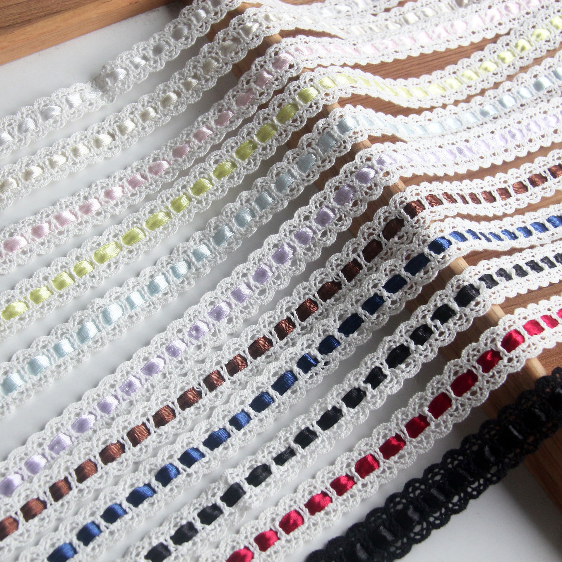 L2G10日单棉线花边服装辅料蕾丝辅料米白棉线刺绣镂空宽2.3cm花边