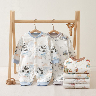 Baby's jumpsuit 40g cotton long climbing baby clothes Class A pure cotton boneless kayak autumn and winter newborn jumpsuit