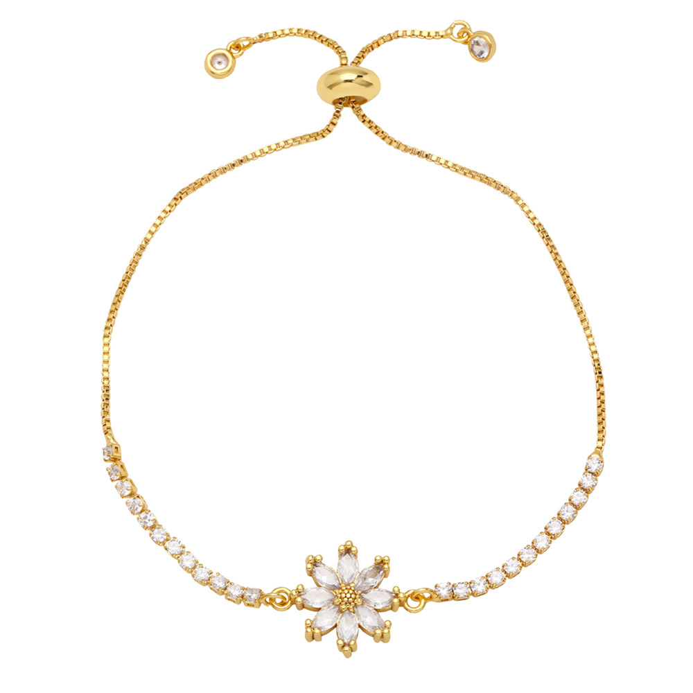 Fashion Flower Copper Bracelets Inlay Zircon Copper Bracelets