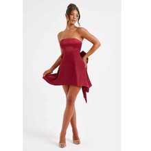 跨境货源缎面迷你宴会礼服抹胸露背派对礼服苏州婚纱厂家一件代发