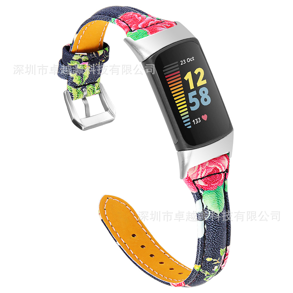 Adecuado para charge6 reloj nueva pequeña cintura en forma de T primera capa de piel de vaca charge5 correa de reloj de cuero genuino en stock