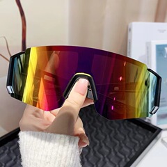韓国スタイルのスクエアビッグフェイスサングラス、男性用サイクリングサングラス、女性用アウトドアスポーツ自転車バッテリーカー防風ゴーグルトレンディ