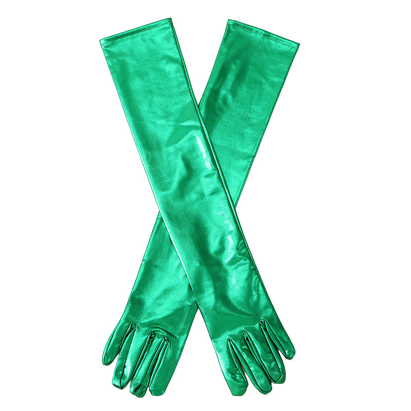 Guantes Largos de Charol para Mujer, 50 cm, Sexys, Elásticos, para Disfraces de Ópera, Cosplay, Color Oscuro