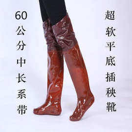 男女软底水田袜超高过膝下田鞋系带搭扣长雨靴抓捕鱼雨鞋涉水TYmy
