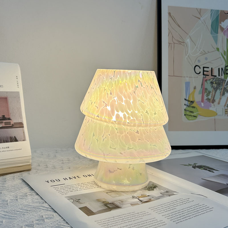 Ins vidrio árbol de Navidad lámpara de escritorio decoración americana dormitorio cabecera lámpara de atmósfera colorida lámpara USB temporización de atenuación
