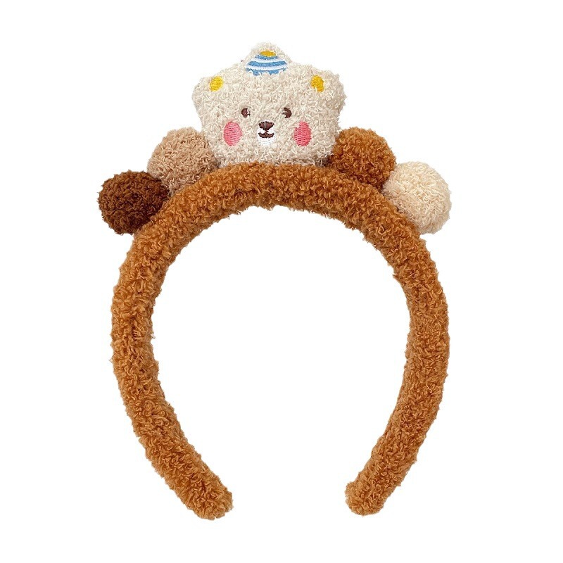 かわいい漫画のケーキの熊の髪のカチューシャの卸売りの女性の甘いぬいぐるみのボールの立体の人形の熊の羊の小毛の顔の頭|undefined