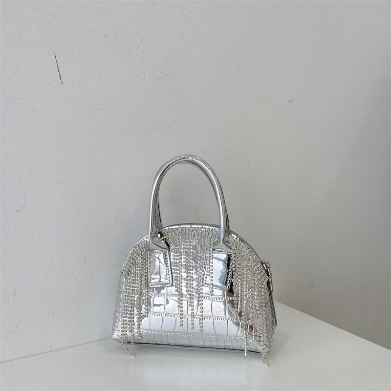 Sac transfrontalier pour femmes, nouveau filet coréen rouge, petit strass frais, chaîne à pompon, sac à bandoulière portable, messager, 2023_voghion.com