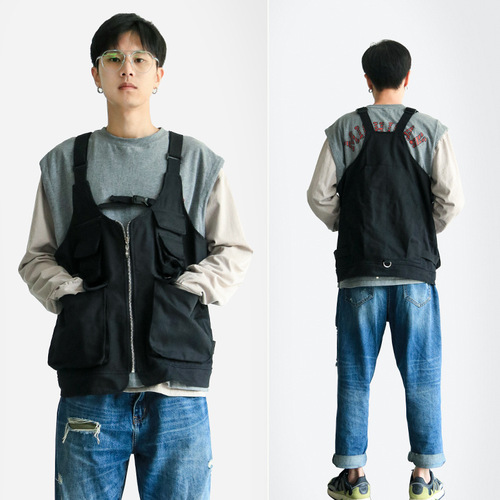 Multifunctional apron workwear vest outdoor mountain climbing camping picnic fishing gardener work clothes men and women printed logo