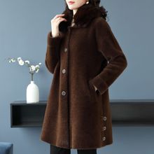 水貂绒外套中长款高档毛呢双面羊绒大衣女秋冬新款大码加厚妈妈装