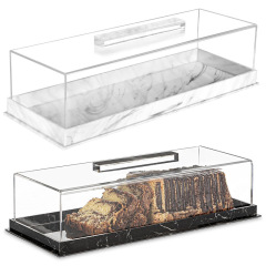 アクリルパンボックス長方形ケーキトレイディスプレイカバーケーキプレートデザートスタンドケーキスタンド大理石ディスプレイボックス