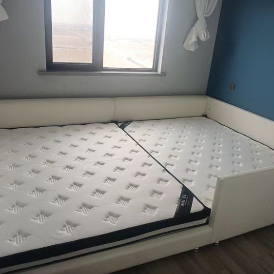 Second Child Family of Four Bed Master Bedroom Tatami Simple Widened Splicing Extra Large Guardrail Third Child Leather Combination