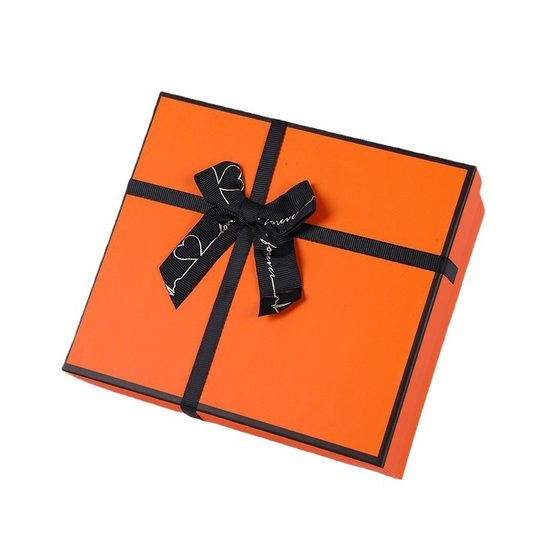 Orange Bow Gift Box Heaven and Earth Cover Gift Box Lipstick Cosmetic Perfume Scarf Valentine's Day Gift Packaging Box