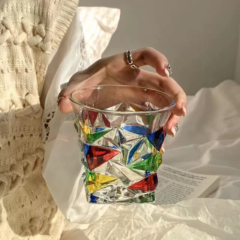 Painted summer rainbow water glass