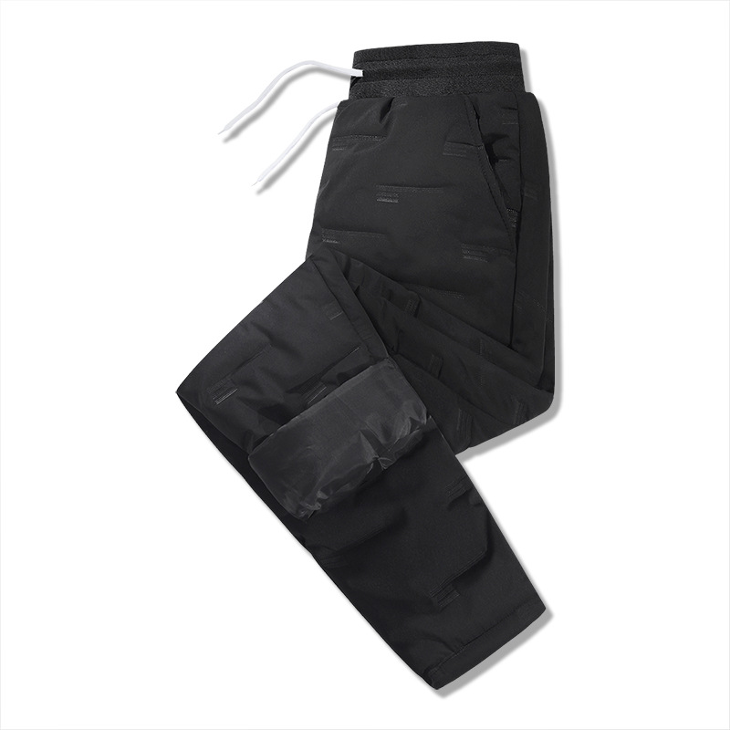 Pantalones de algodón al aire libre para hombres de invierno pantalones cálidos forrados de lana engrosados pantalones casuales atados al tobillo pantalones de moda de estilo coreano para hombres