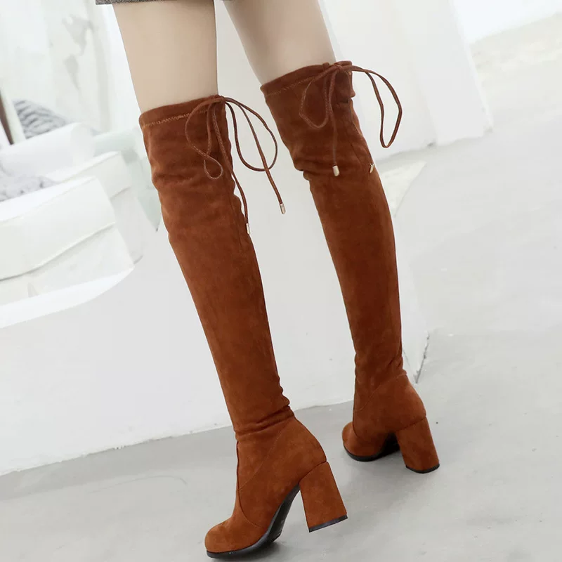 Demi-season elastic high boots, plus size, for import