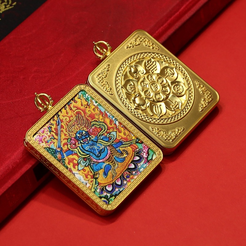 手绘描金八大守护唐卡吊坠十二生肖画芯外壳一套批发|undefined