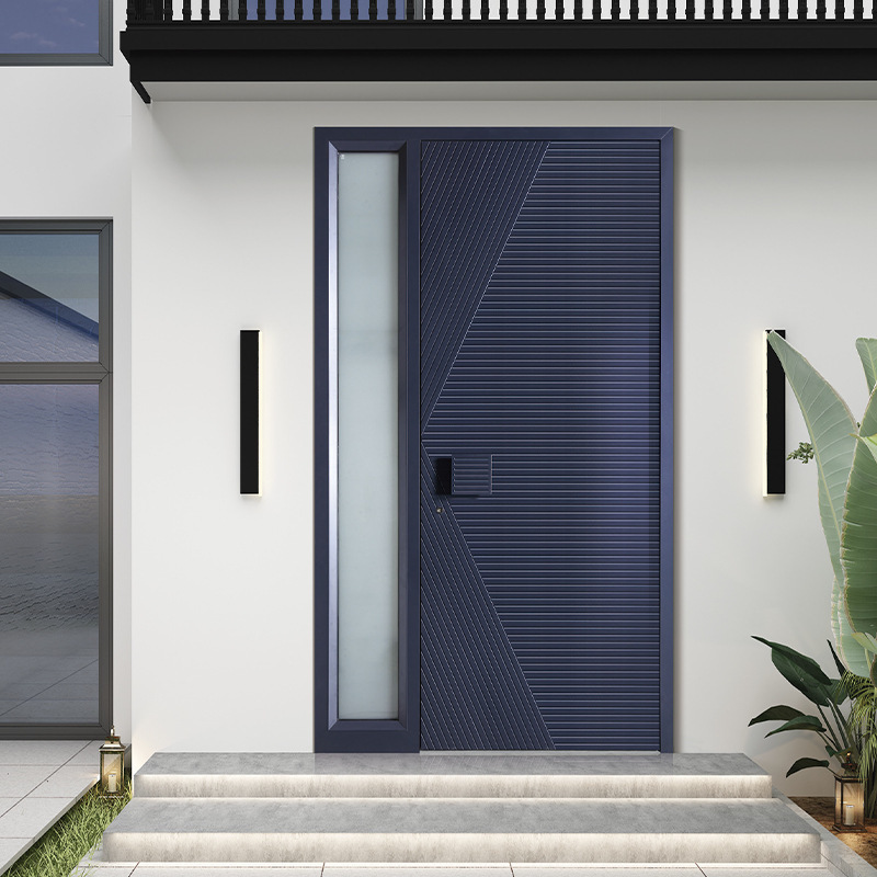 New style villa courtyard explosion-proof soundproof sliding door light luxury simple carved cast aluminum entrance door