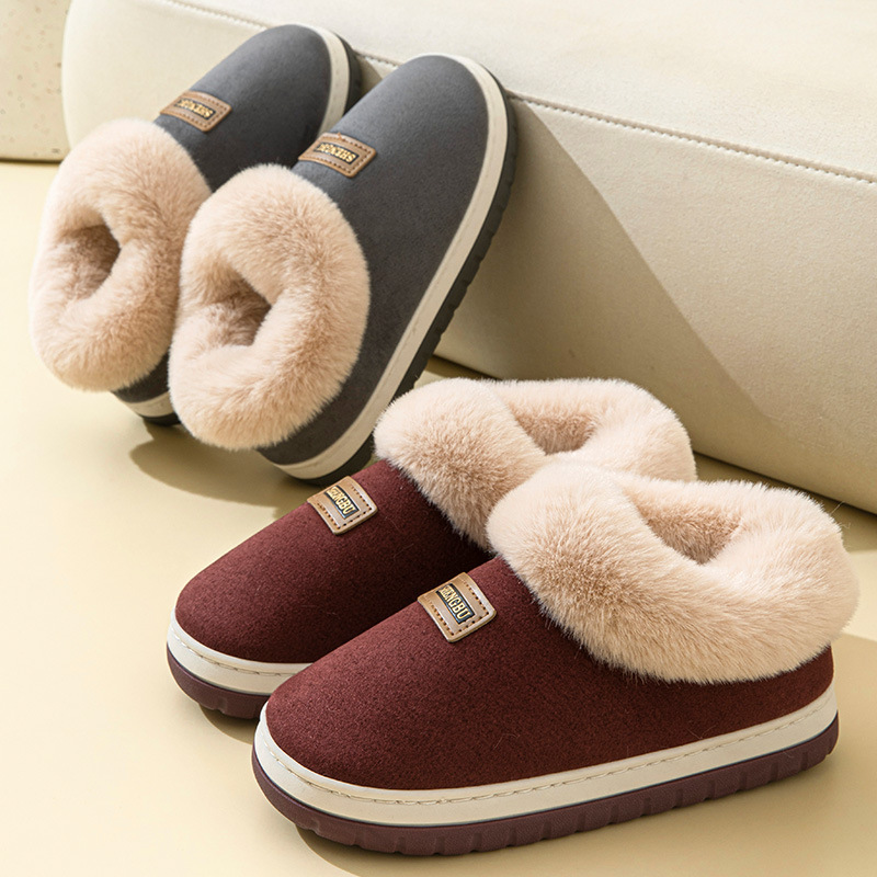 [Cross-Border Labeling and Dropshipping] Women's Winter Cotton Shoes for Outdoor Wear, Warm and Thickened Closed-Back Slippers, Men's Snow Boots
