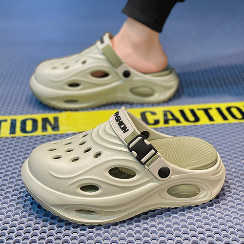 Men's Summer Outer Wear Hiking Slides with Non-slip, Anti-odor, Rounded Toe, Cool Slipper Soft Sole Sports Waterproof Beach Shoes