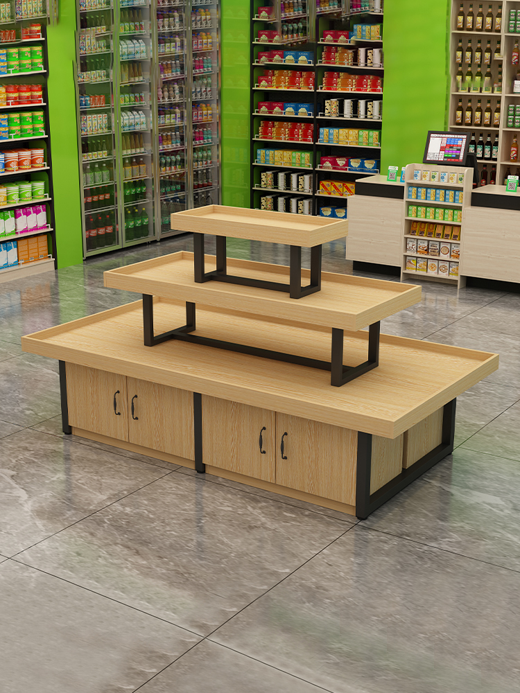 超市中岛展示柜化妆品促销台鞋子货架样品台文具货物柜母婴店堆头