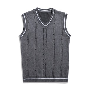 Cross-border 2024 spring new men's knitted vest men's V-neck twisted sleeveless vest vest vest